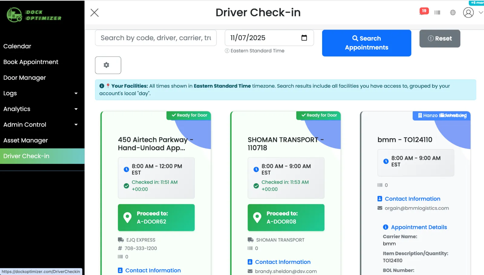 Live door utilization dashboard