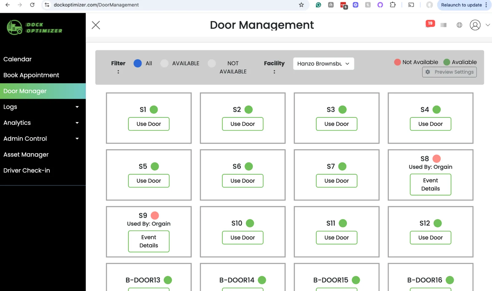 Dock Optimizer analytics and reporting dashboard